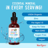MaryRuth's Zinc liquide – certifications USDA Organic et vegan