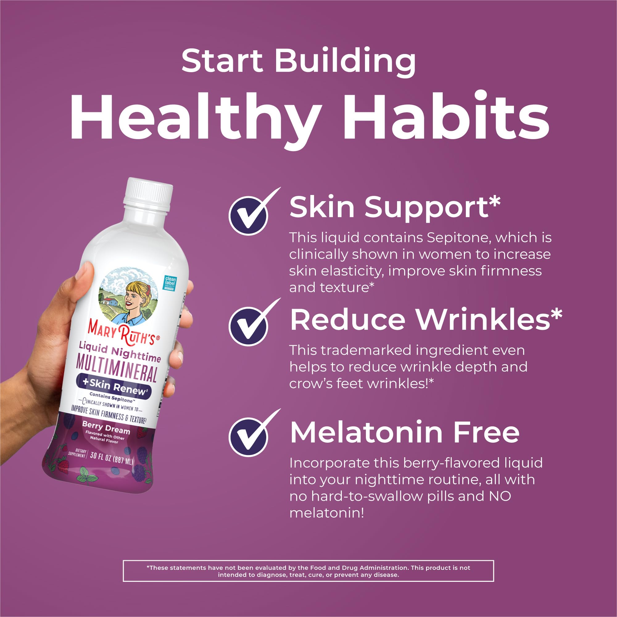 MaryRuth's Zinc et minéraux soutiennent la peau et le système immunitaire.