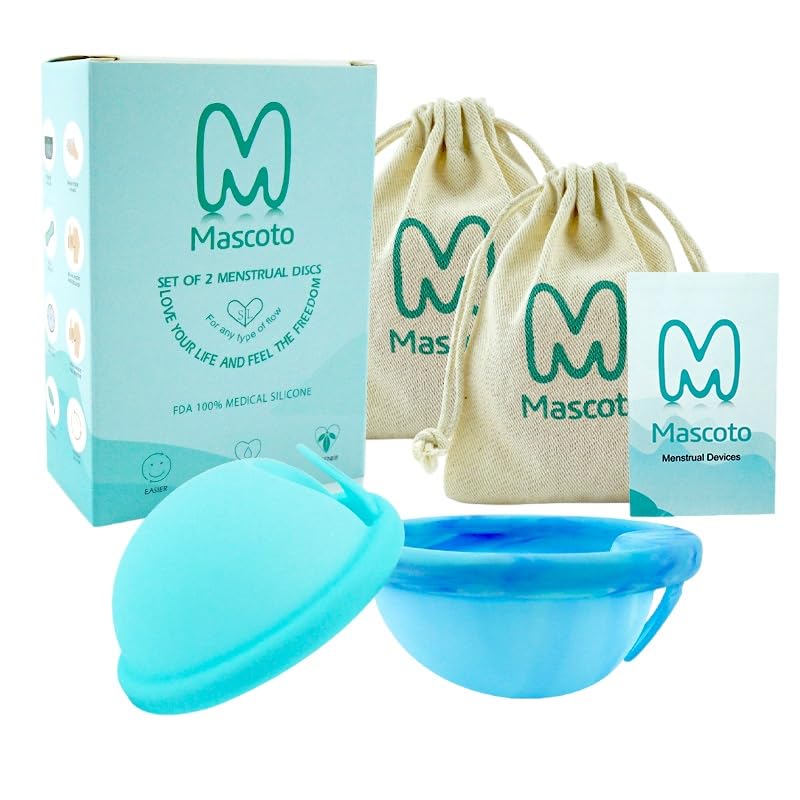 Mascoto ensemble disques menstruels pack2 avec étui de rangement pratique.