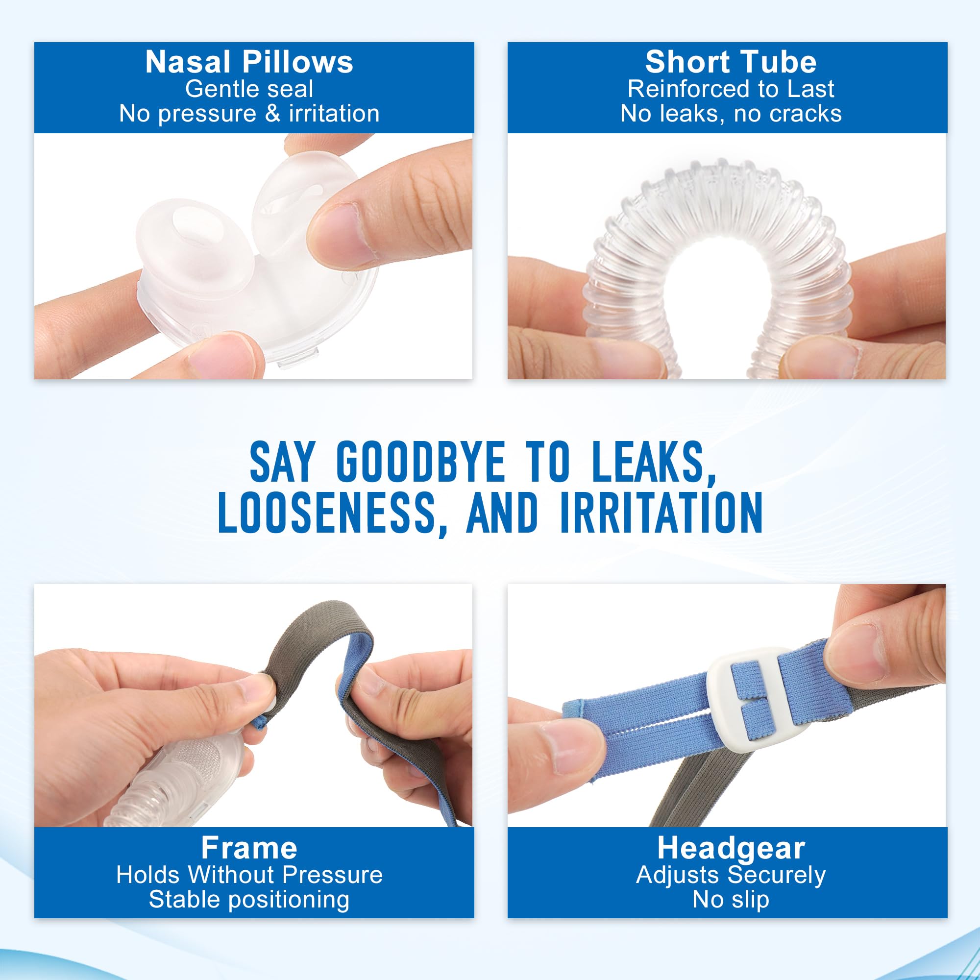 Masktouch arceau léger et flexible pour un confort durable.