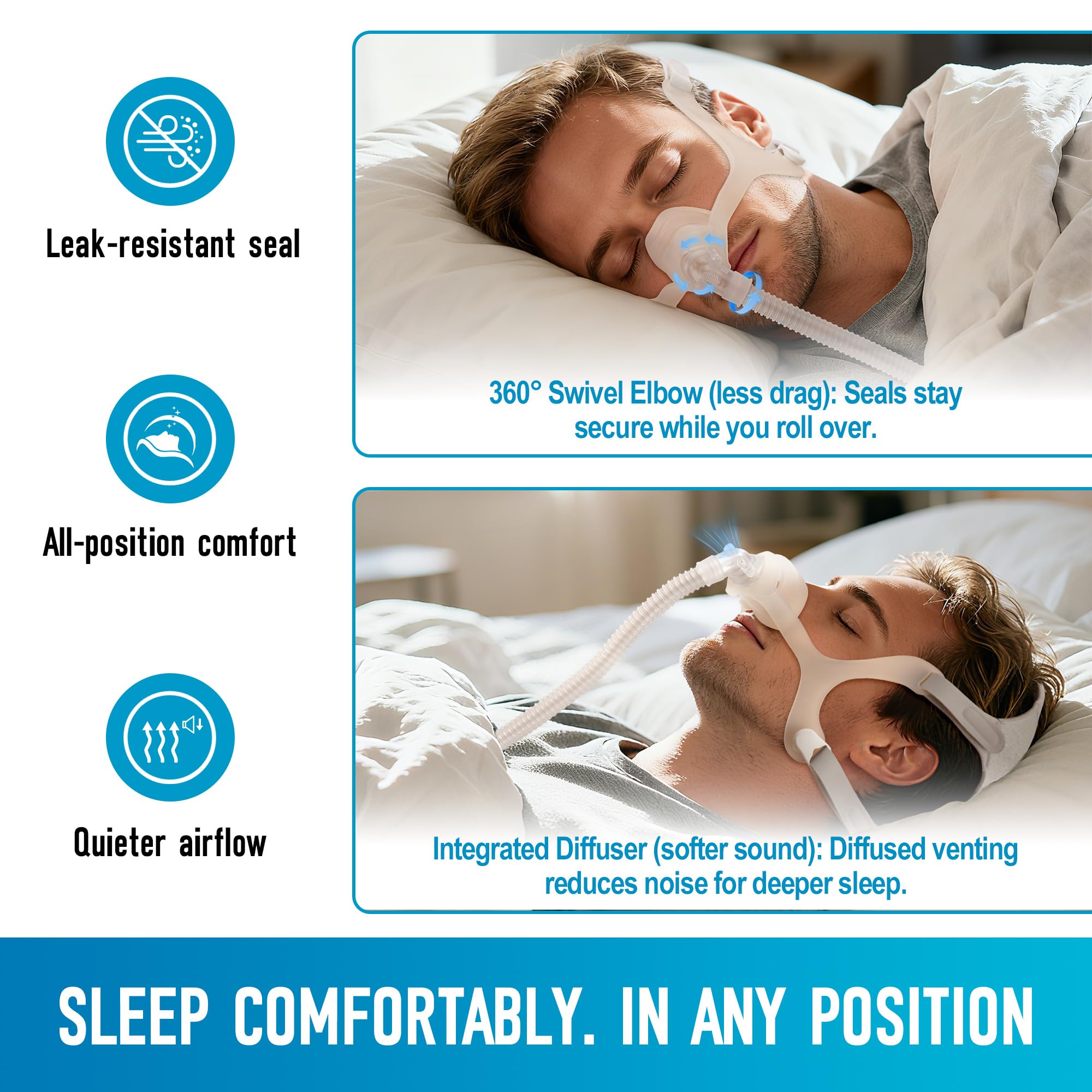Masktouch joint rapide 360° facilite les connexions et déconnexions quotidiennes.