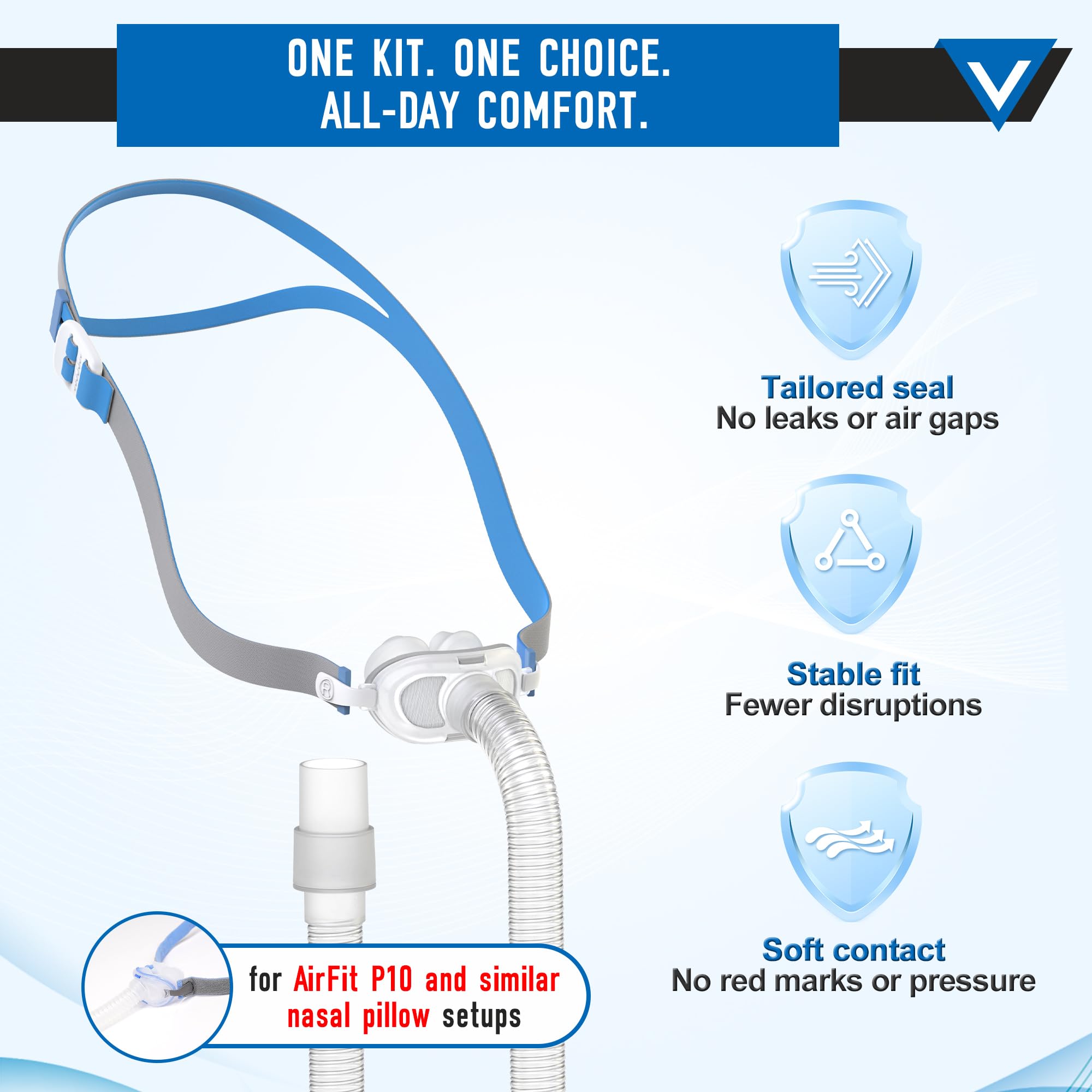Masktouch tuyau renforcé AirFit P10 assure une circulation stable.