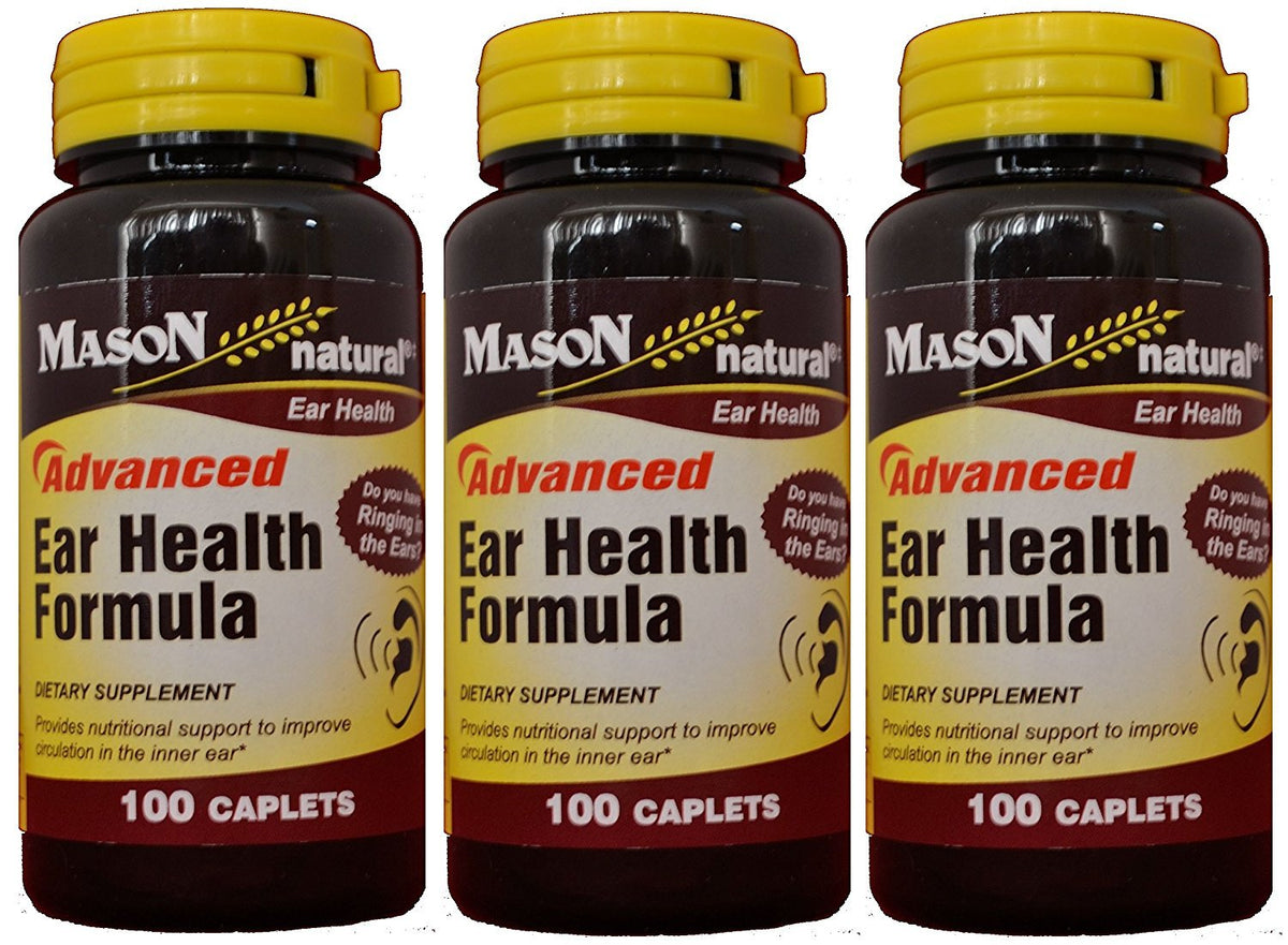 Mason Natural Advance Ear Health Formula, bouteille-versement: soutien potentiel a la circulation dans l'oreille interne.