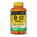 Mason Natural B12 250 mcg – boîte: support quotidien potentiel et pratique.