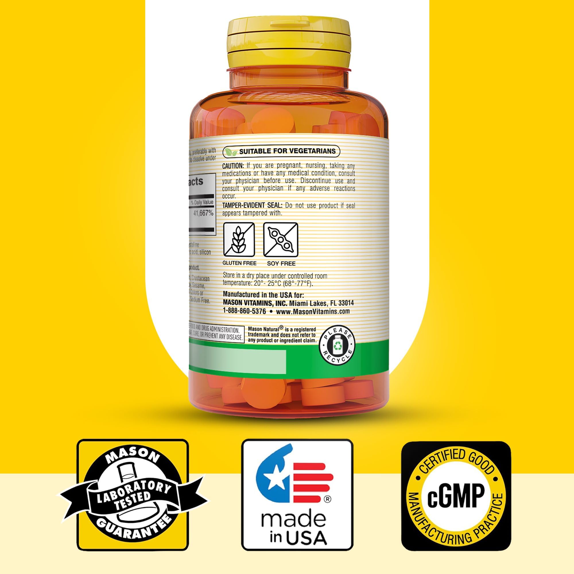 Formulation Mason Natural B12 sans allergènes majeurs et sans ingrédients indésirables.