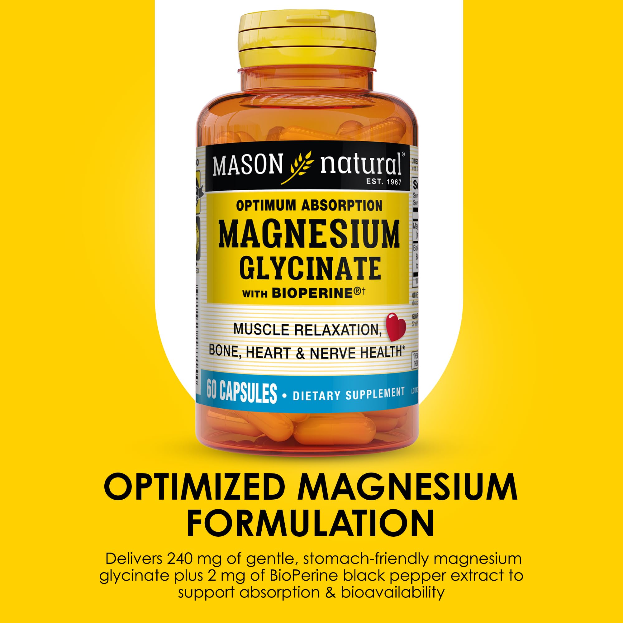 Mason Natural Bioperine, extrait poivre noir favorise l absorption potentielle.