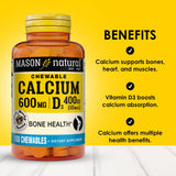 Boîte Mason Natural Calcium D3, 100 gommes prêtes à l’emploi.