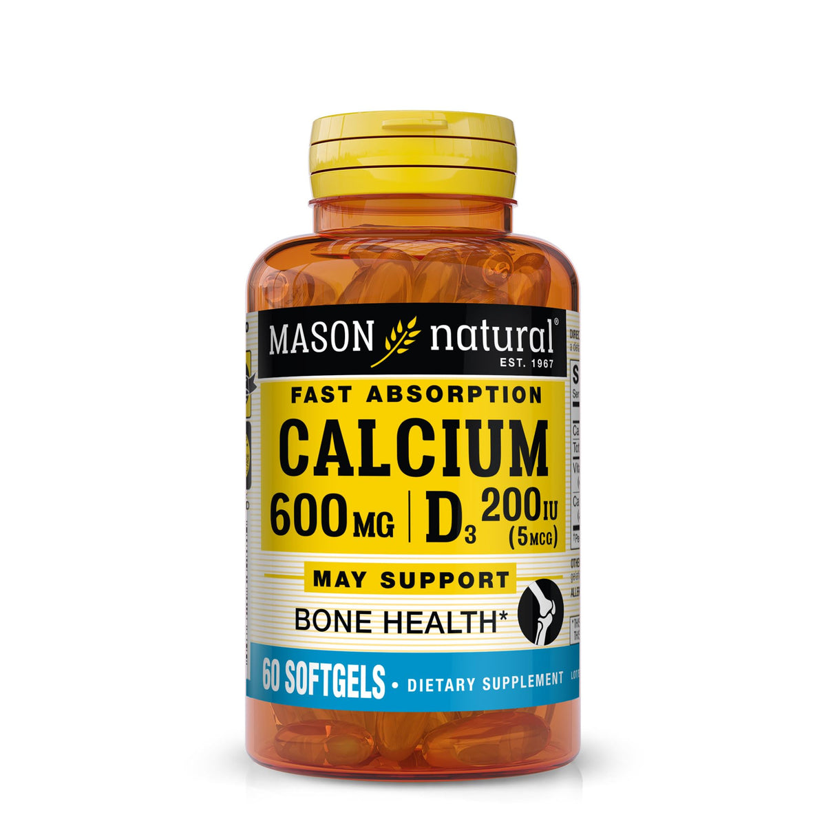 Mason Natural Calcium D3 – absorption rapide dans les capsules pratiques.