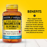 Mason Natural capsules magnésium glycinate prêtes à être utilisées au quotidien.