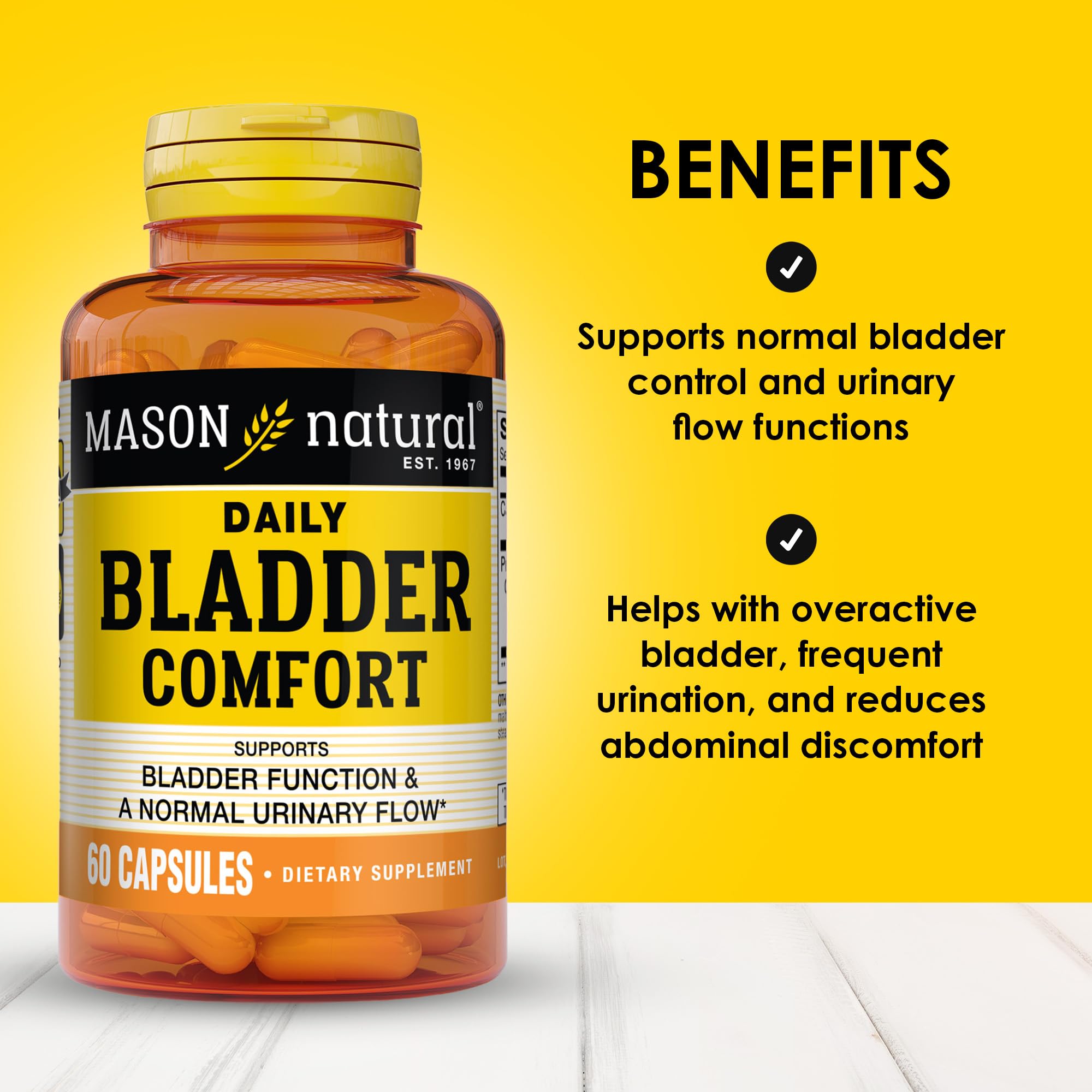 Capsules Mason Natural Confort Vessie, prise facile et pratique au quotidien.