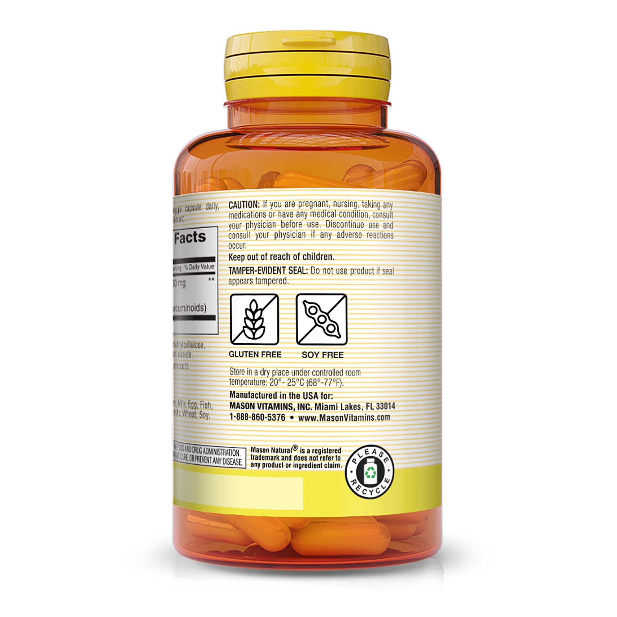 Mason Natural Curcuma 500 mg — prise quotidienne en capsules végétales