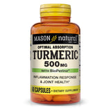 Mason Natural Curcuma: bouteille montrant la formule d’absorption optimale pour le soutien quotidien des articulations.