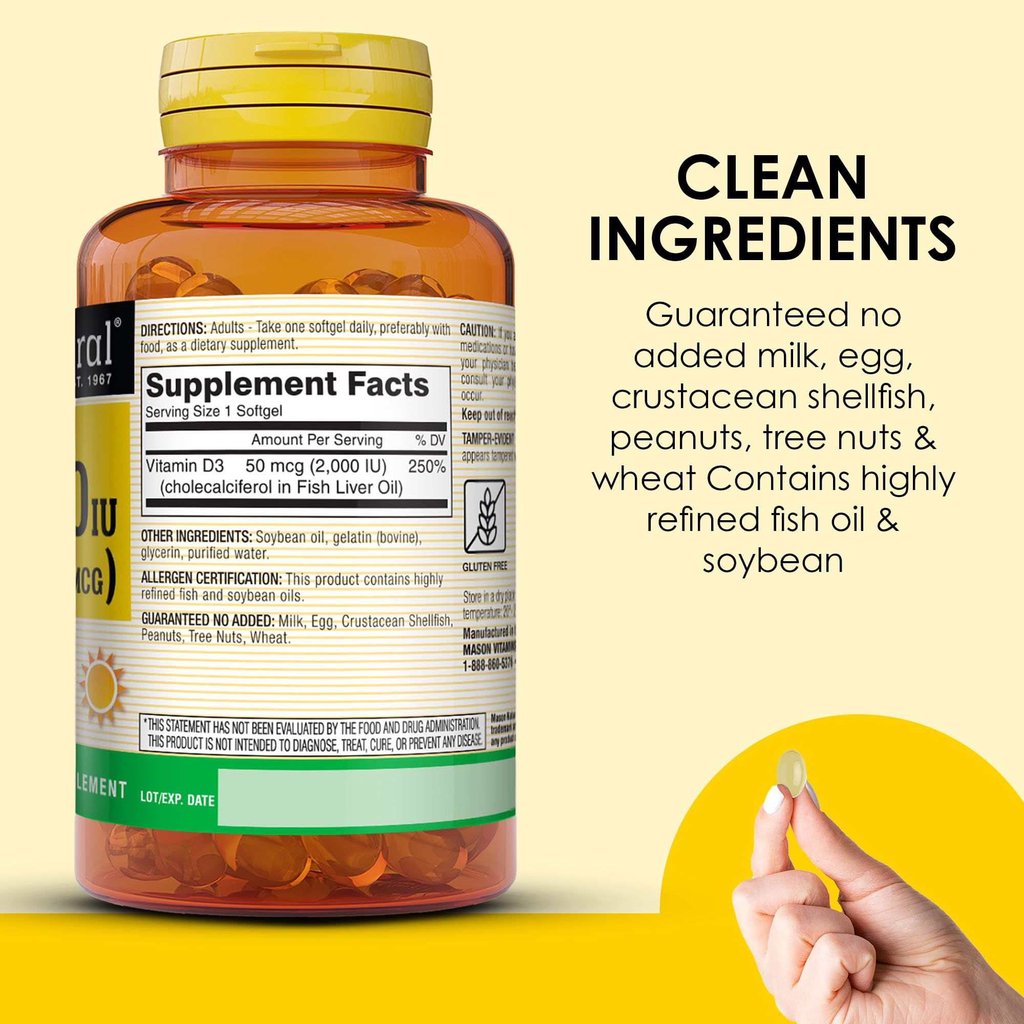 Mason Natural Vitamine D3 - fiche produit détaillée pour les conseils d’utilisation.