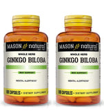 Bouteille Mason Natural Ginkgo Biloba 500 mg, facile à intégrer dans votre routine.