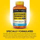 Dose quotidienne recommandée Mason Natural Glucosamine-Chondroitine 1500/1200 en trois capsules.