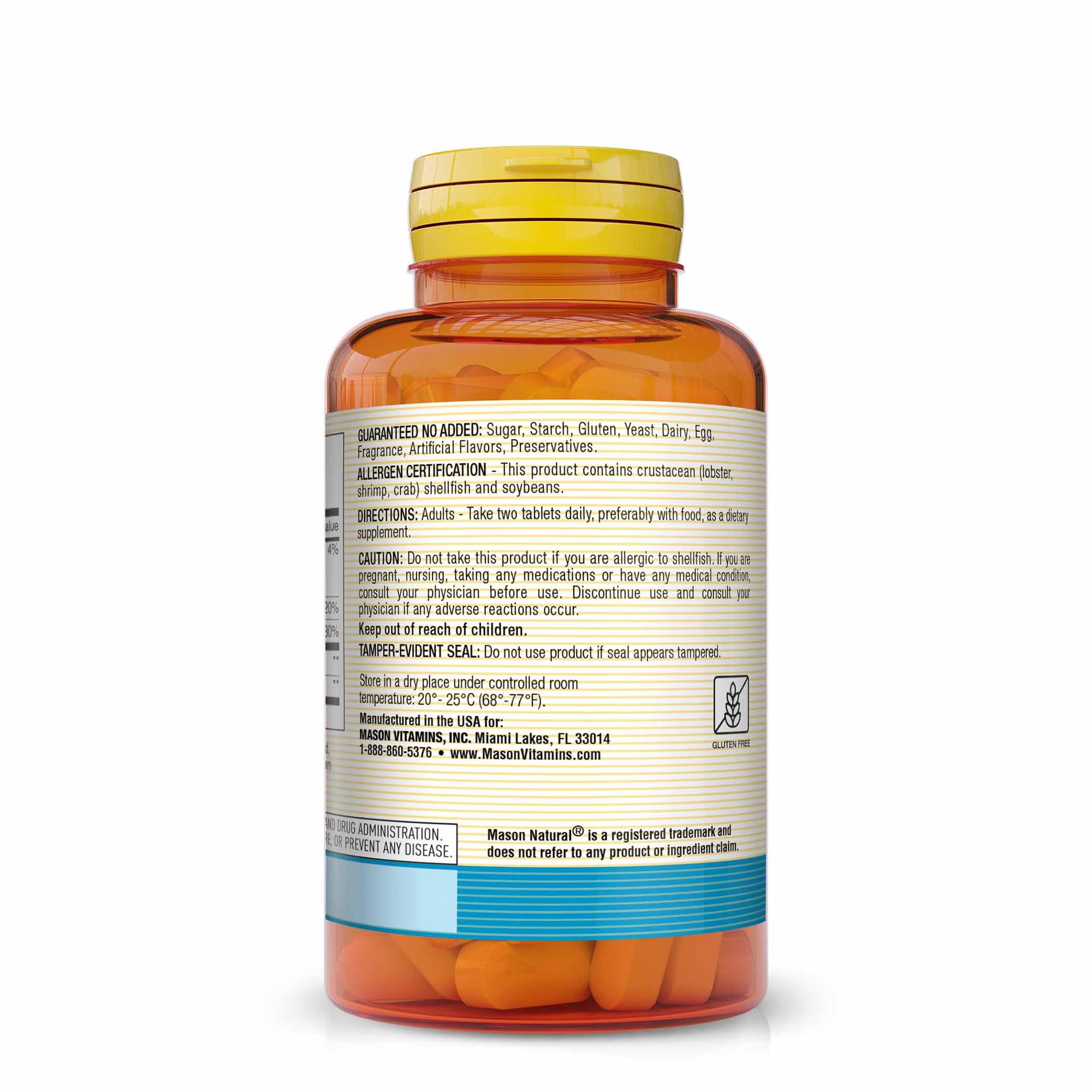 Mason Natural Glucosamine-Chondroïtine, capsules en gros plan, forme pratique pour la mobilité.