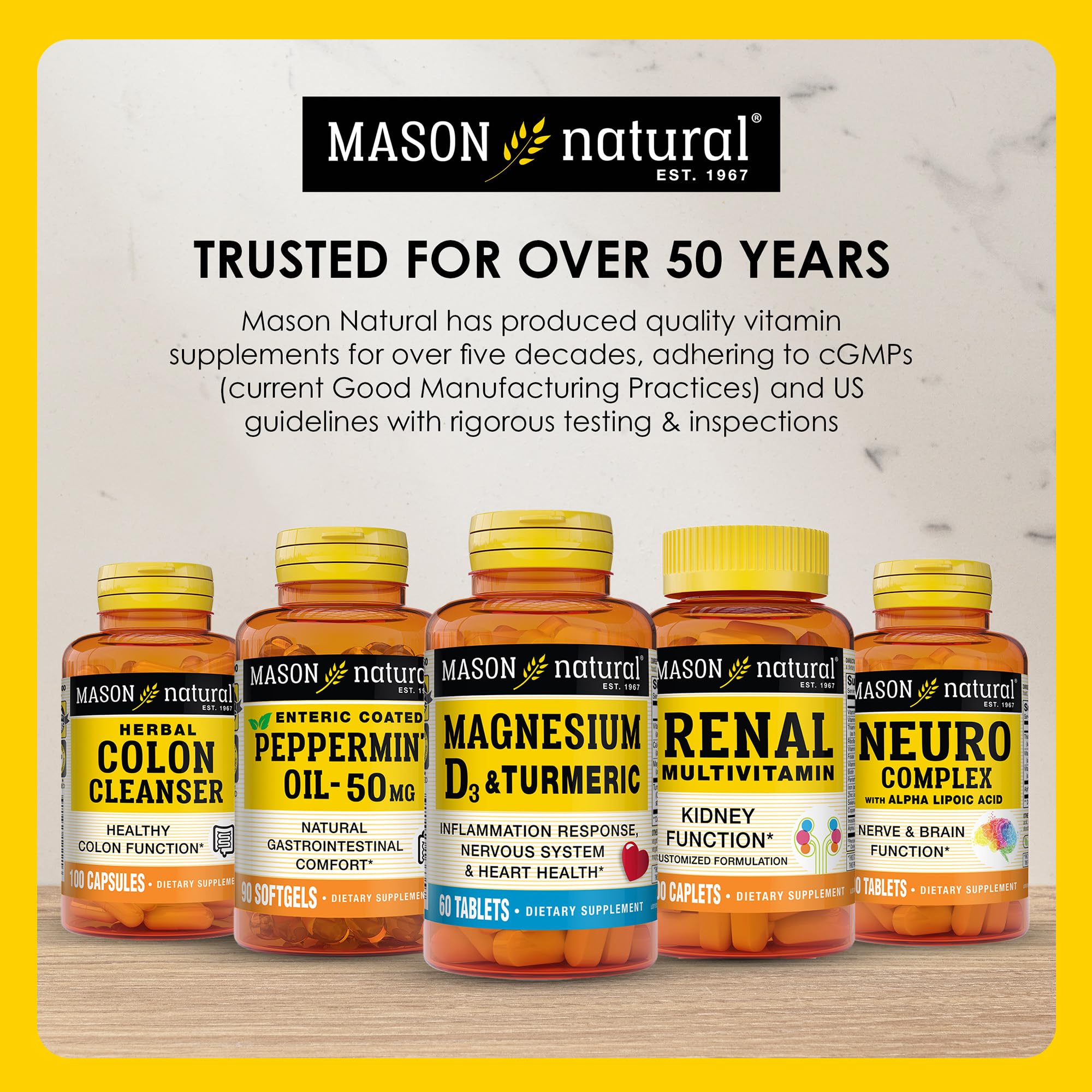 Contrôle qualité Mason Natural – cGMP et normes strictes.