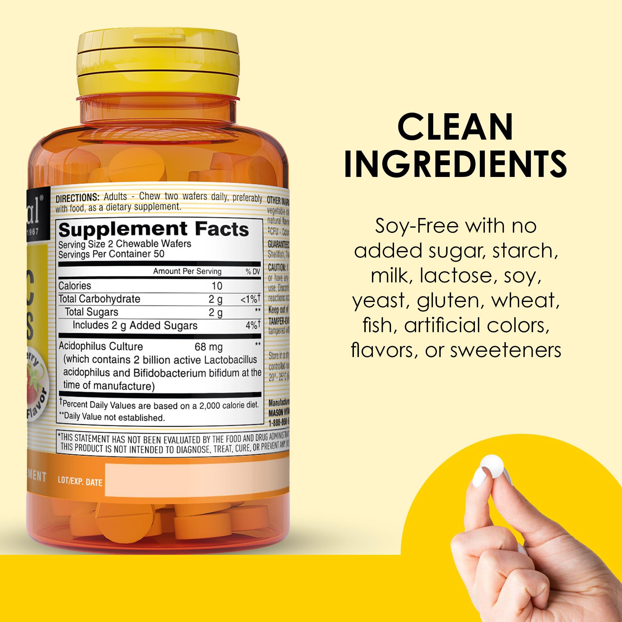 Ingrédients propres Mason Natural sans lait ni colorants artificiels.