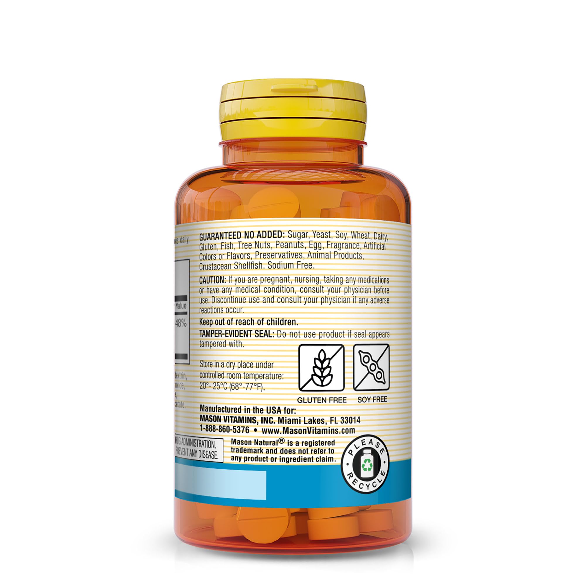 Tablettes Mason Natural magnésium 200 mg visibles dans la boîte pour l’usage quotidien.