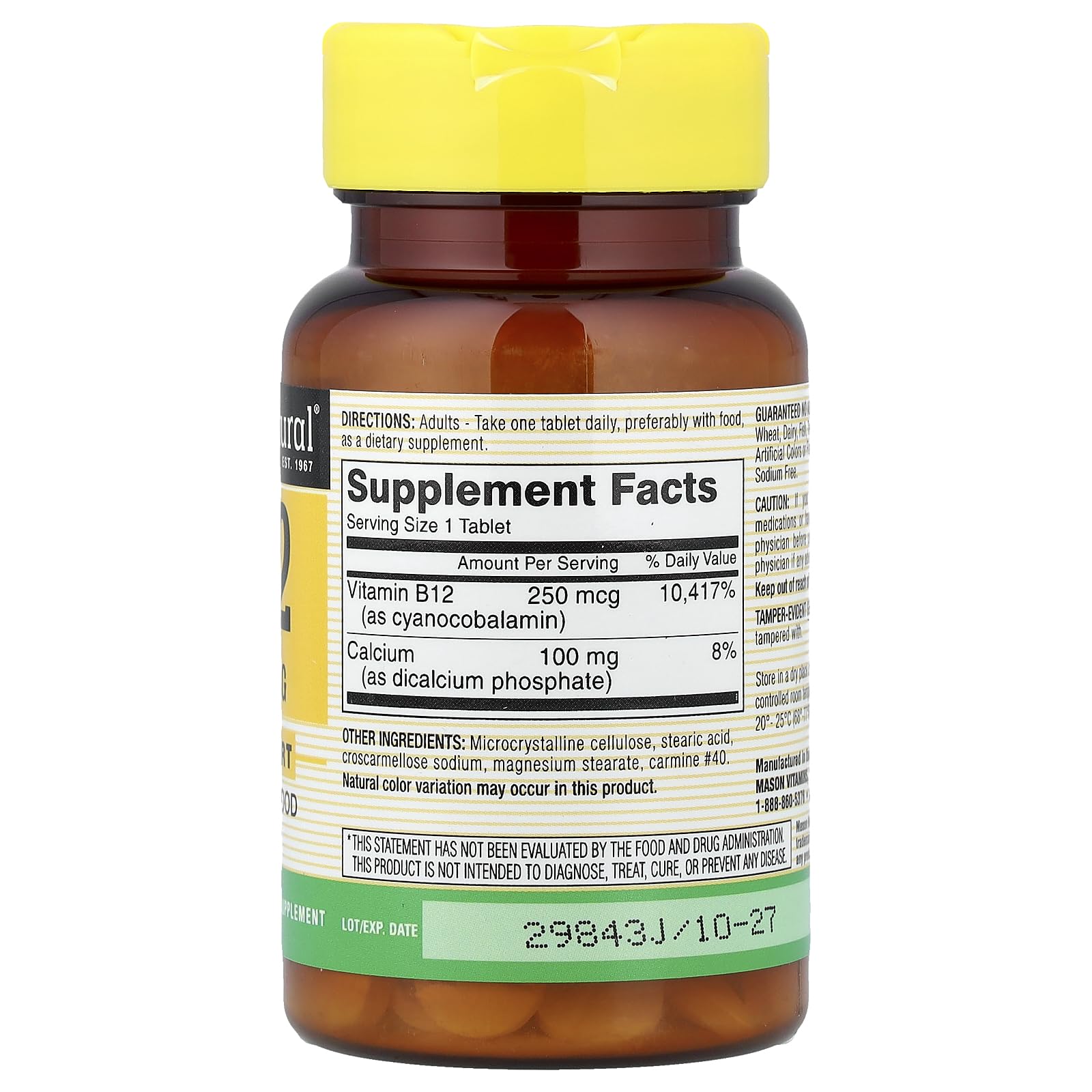 Mason B12 250mcg – emballage Mason Vitamins, source fiable de compléments