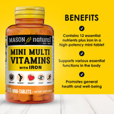 MASON NATURAL Mini Multivitamines avec fer — bouteille en flacon, prise pratique au quotidien.