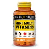 Mason Natural Mini Multivitamines, bouteille et étiquette visibles, soutien nutritionnel quotidien.