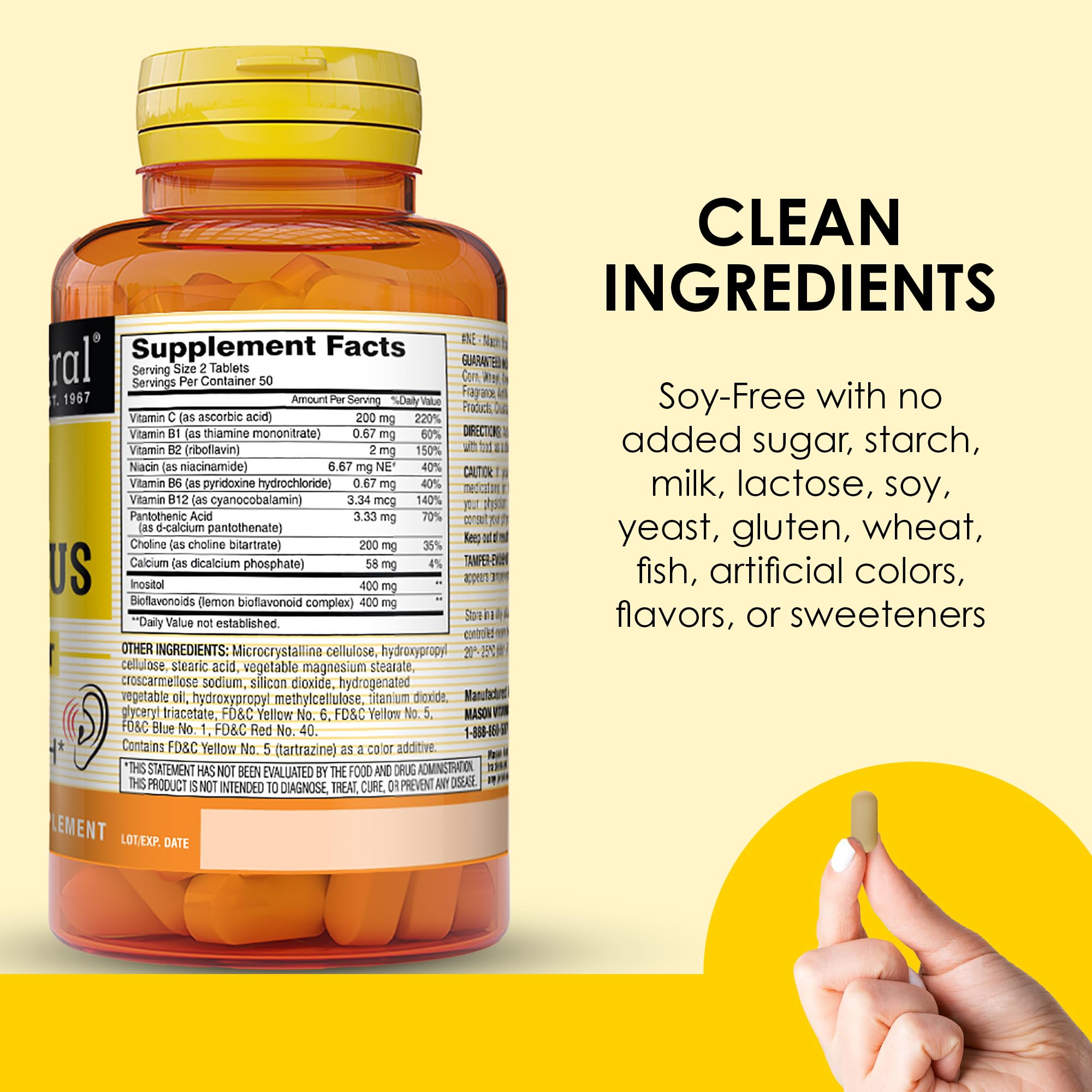 Mason Natural Ear Health Plus — emballage évoquant plus de cinquante ans de fiabilité.