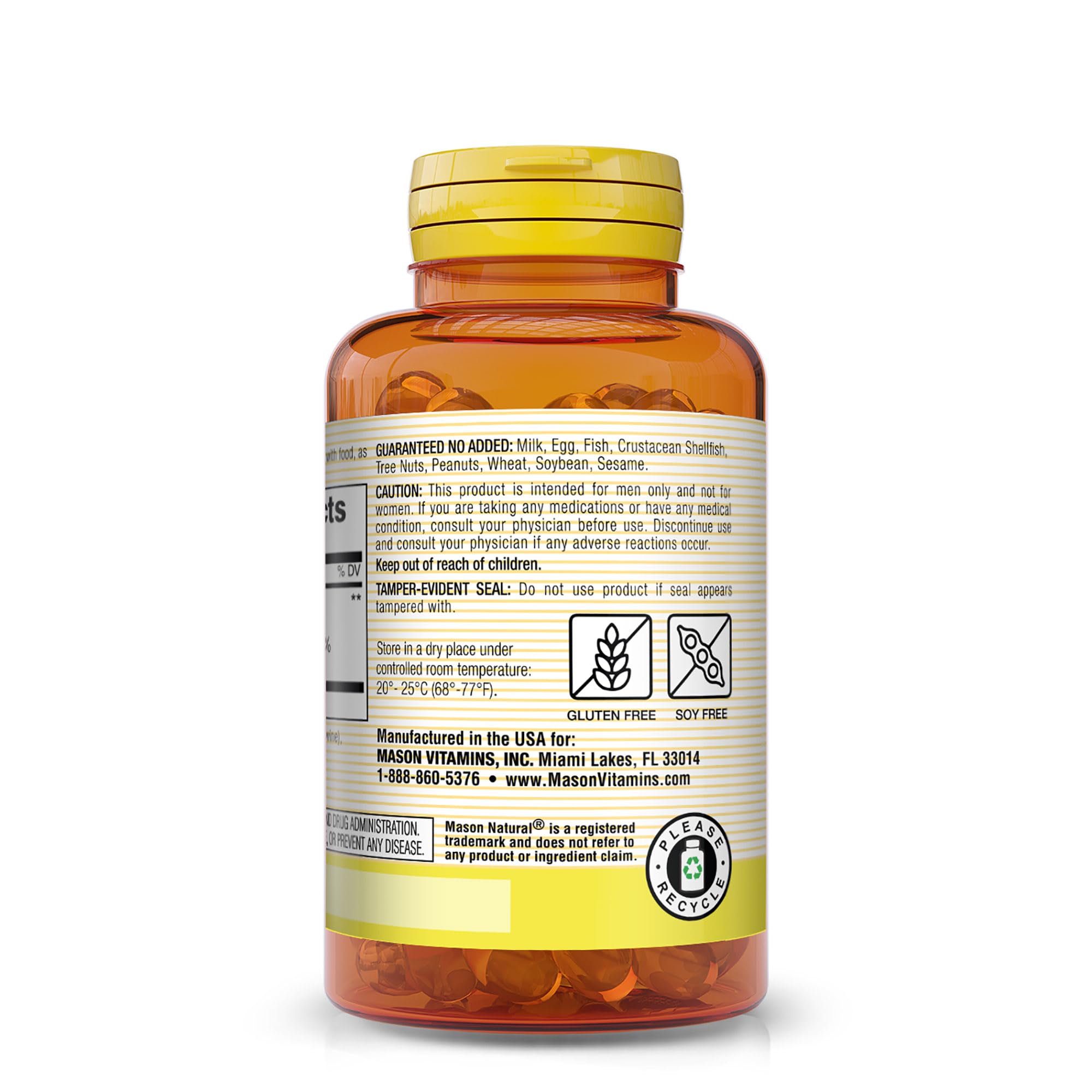 Mason Natural Saw Palmetto, étiquette – informations claires et dosage recommandé.