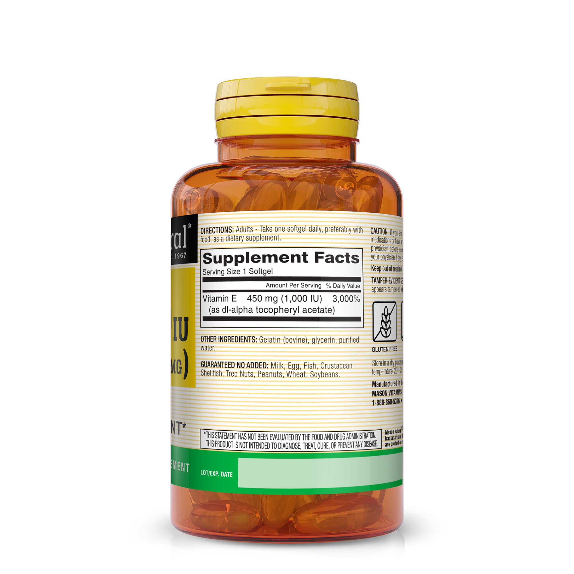 Mason Natural Softgels Vitamine E - gélules etabsorption efficace.