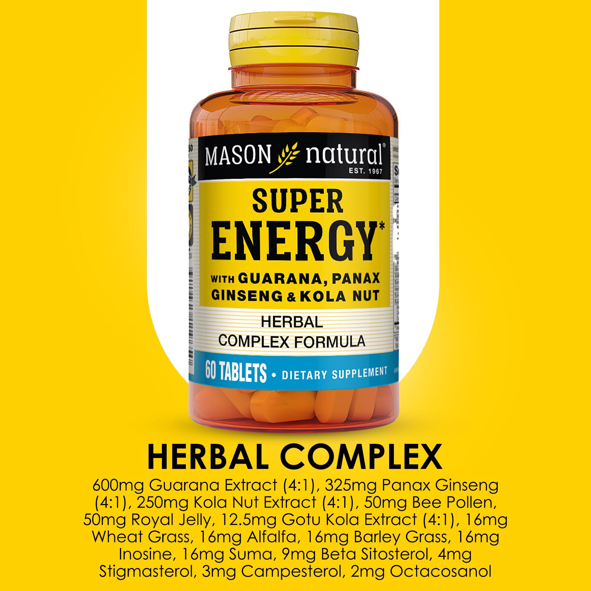 Mason Natural Super Énergie – comprimés riches en guarana et ginseng