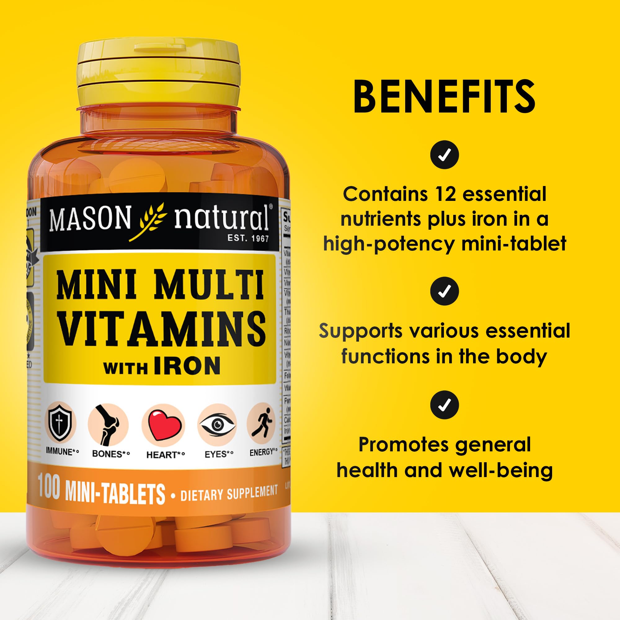 MASON NATURAL Tablettes mini quotidiennes: ingestion simple dans la routine.