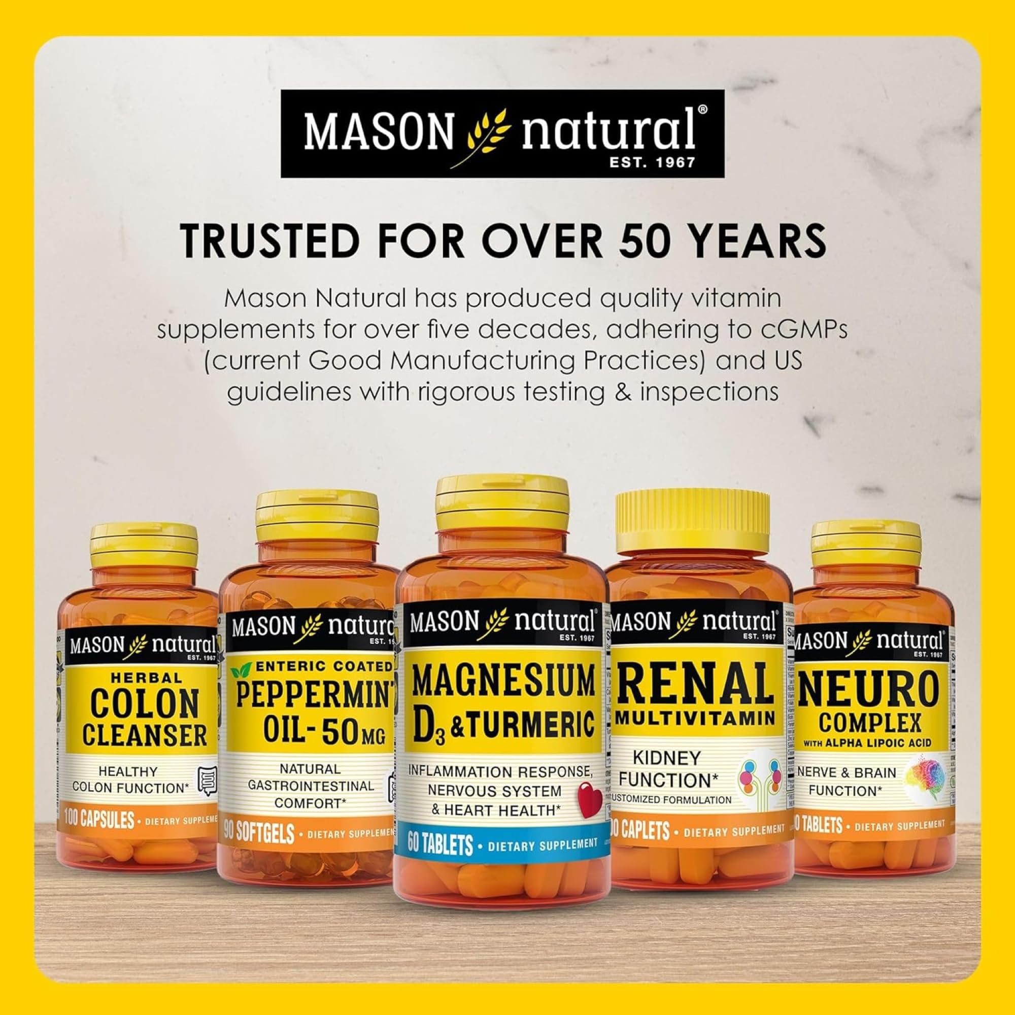 Mason Natural vitamine B12 50 mcg avec calcium – 100 comprimés, pour 100 jours d'utilisation.