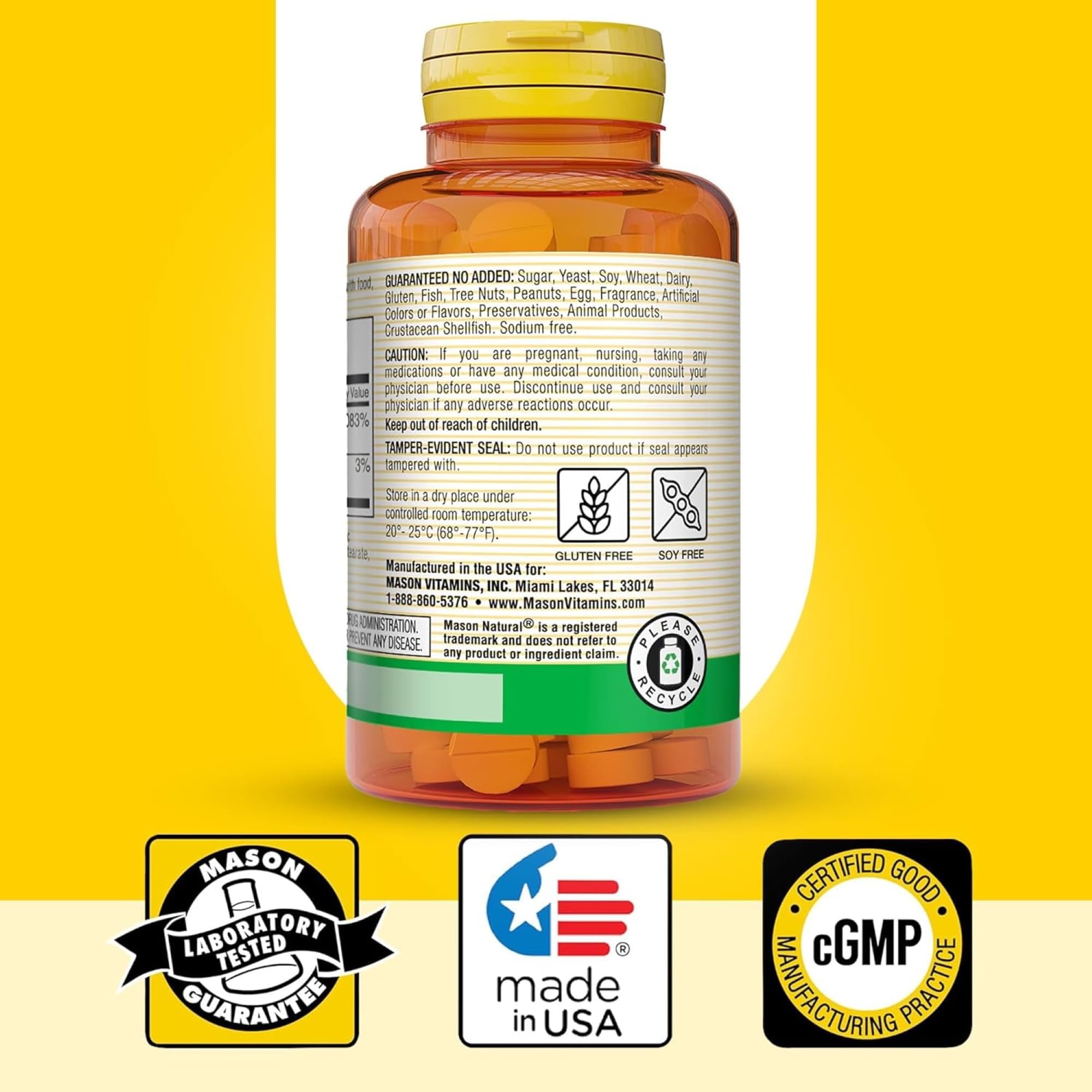 Mason Natural vitamine B12 50 mcg avec calcium – soutien potentiel au métabolisme des nutriments.