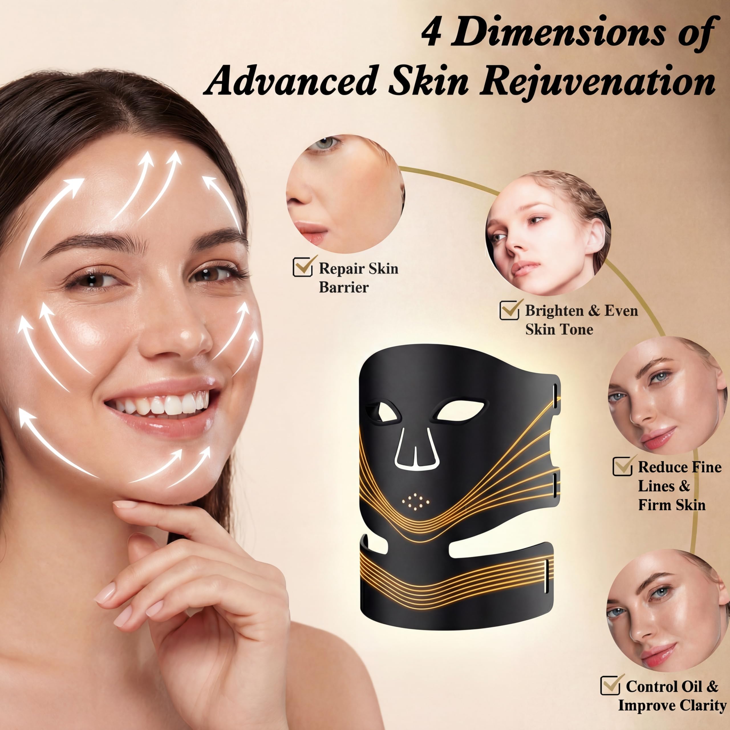 Masque lumière bleu visage et cou, mode soin ciblé.