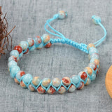 MASSIVE BEADS bracelet double couche jaspe impérial rose, douceur et équilibre.