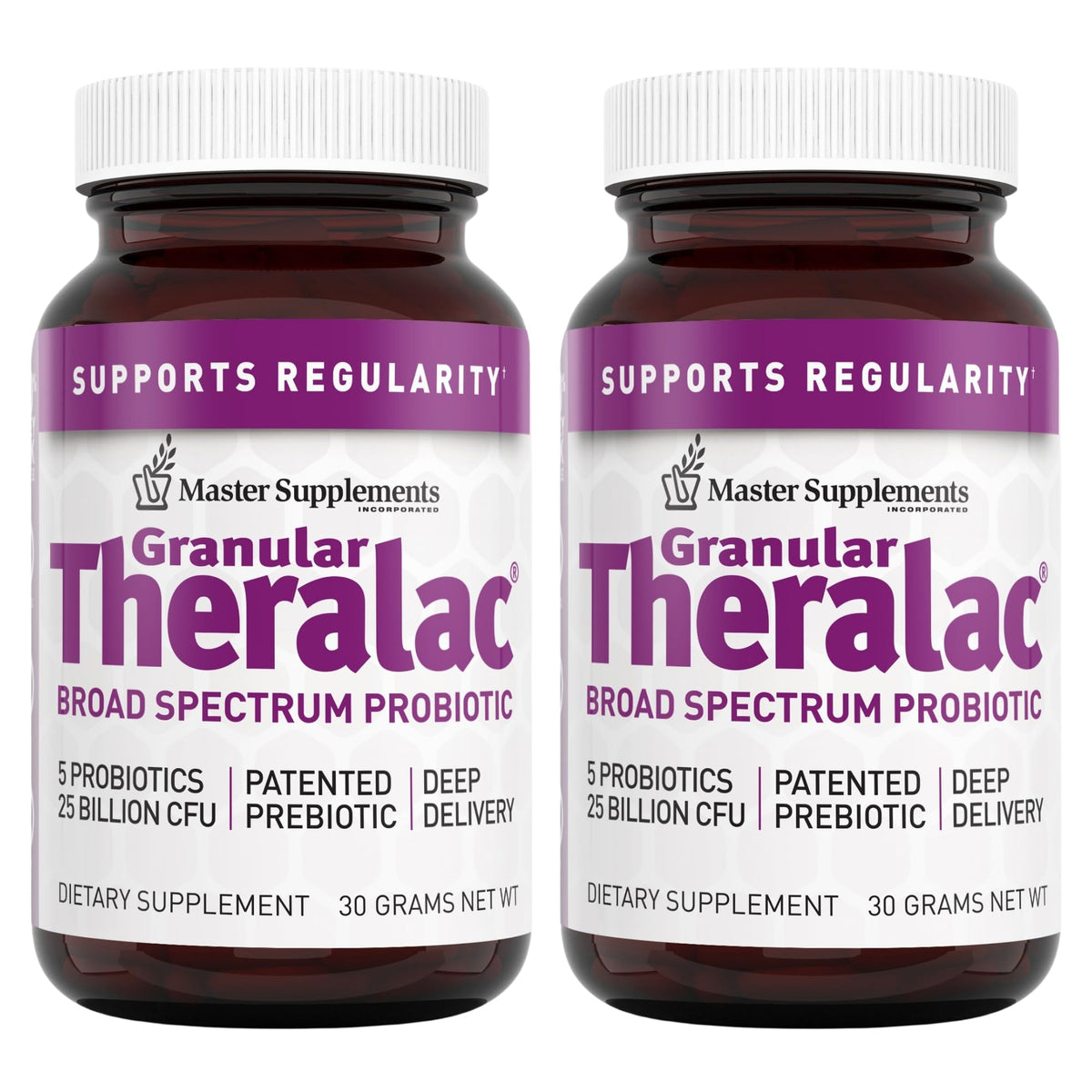 Theralac bouteille-poudre incolore, facile à ajouter aux repas des adultes et enfants.