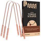 MasterMedi gratte-langue en cuivre pur avec prise ergonomique pour nettoyage facile.