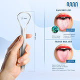 MasterMedi gratte-langue ergonomique en acier inoxydable, prise en main confortable.