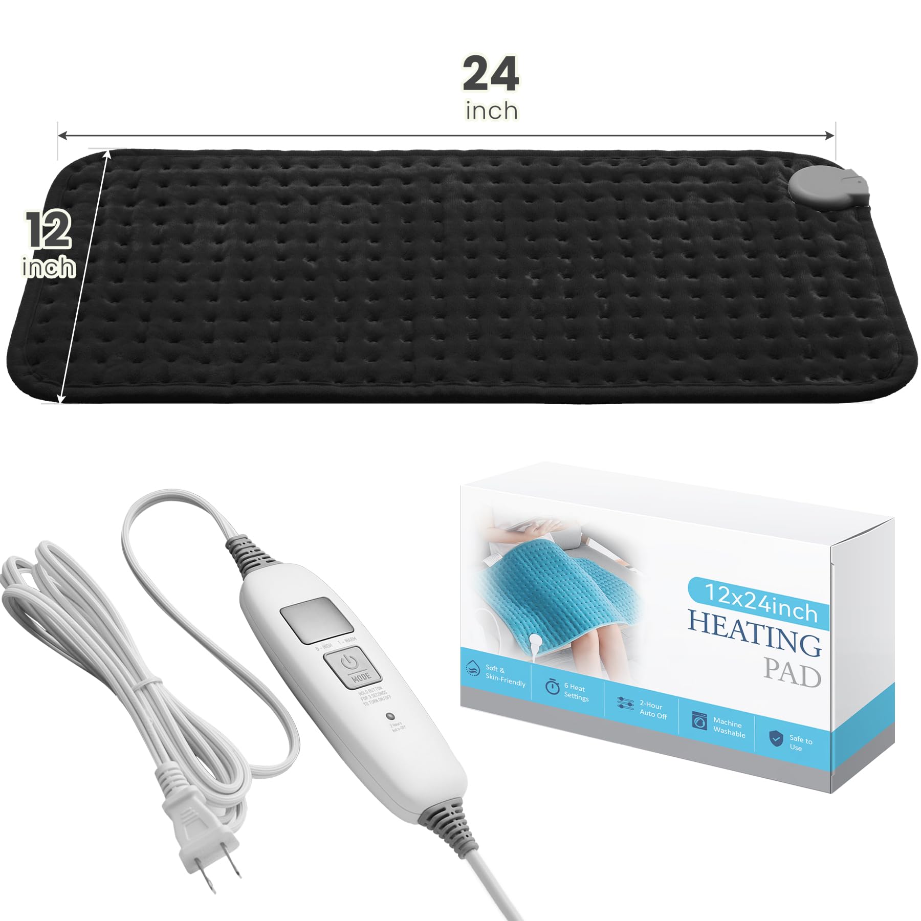 MASVIS tapis chaleur cordon long pour utilisation confortable sur canapé ou lit