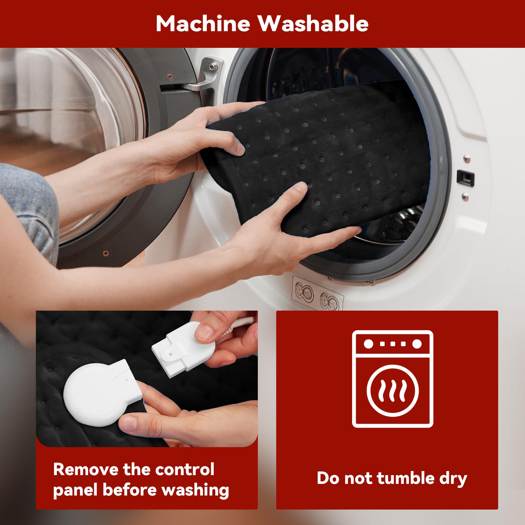 MASVIS tapis chaleur détachable, lavable en machine facilitant l’entretien