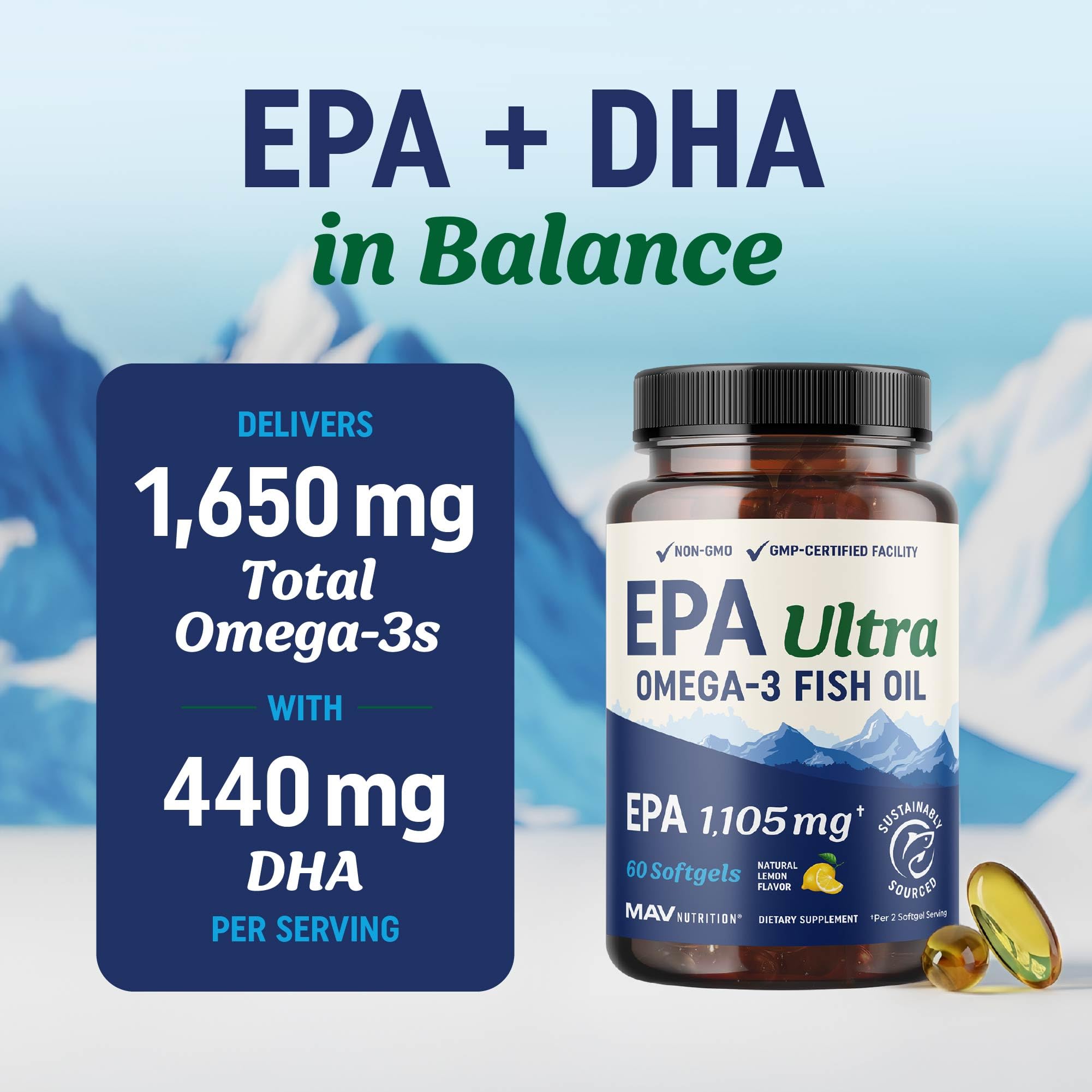 Label de traçabilité MAV Nutrition EPA Ultra, origine durable.