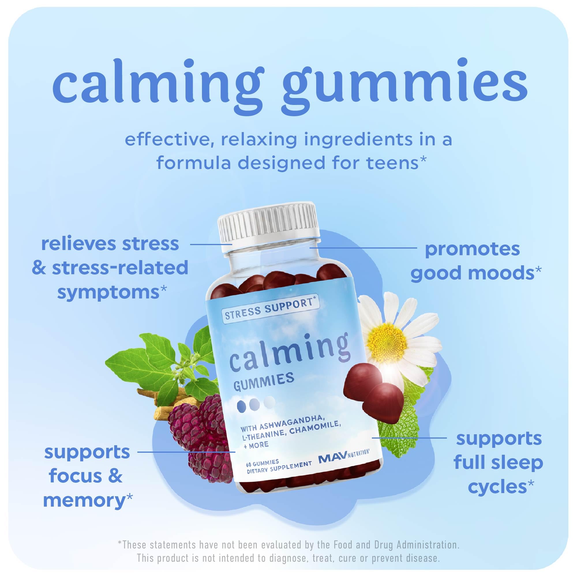 Gommes MAV NUTRITION Théanine: relaxation mentale et concentration légère.