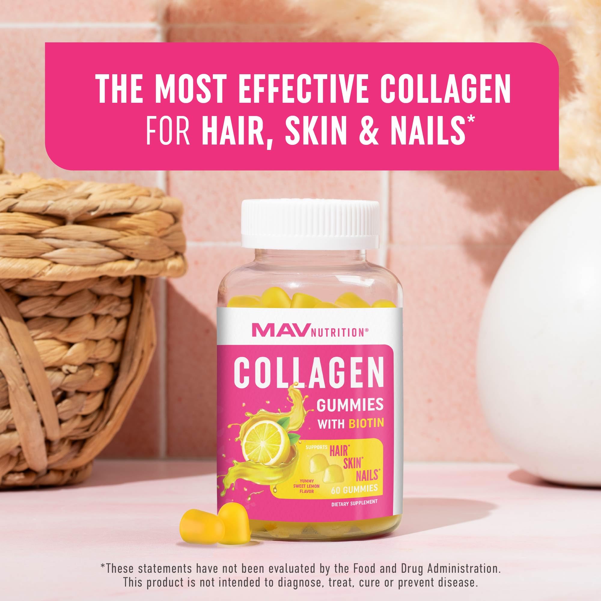 Gommes MAV Nutrition pour cheveux sains et éclatants.