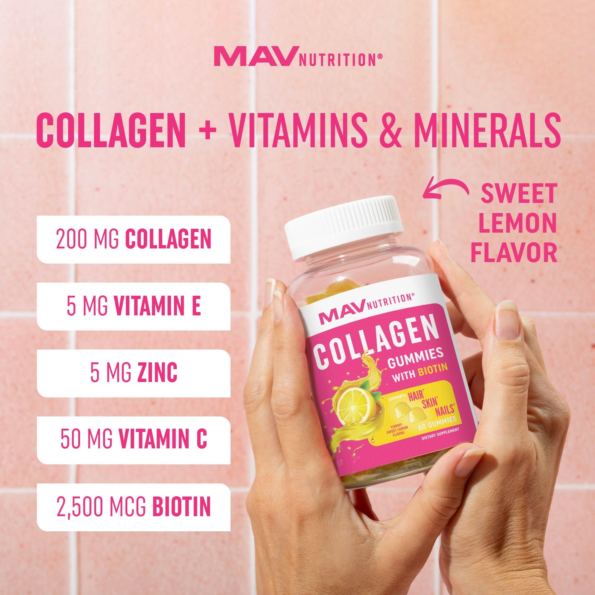 Gommes MAV Nutrition peau lumineuse et hydratée.