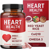Capsules MAV Nutrition Levure Rouge CoQ10 Omega3 favorisant l'énergie et le soutien cardio.