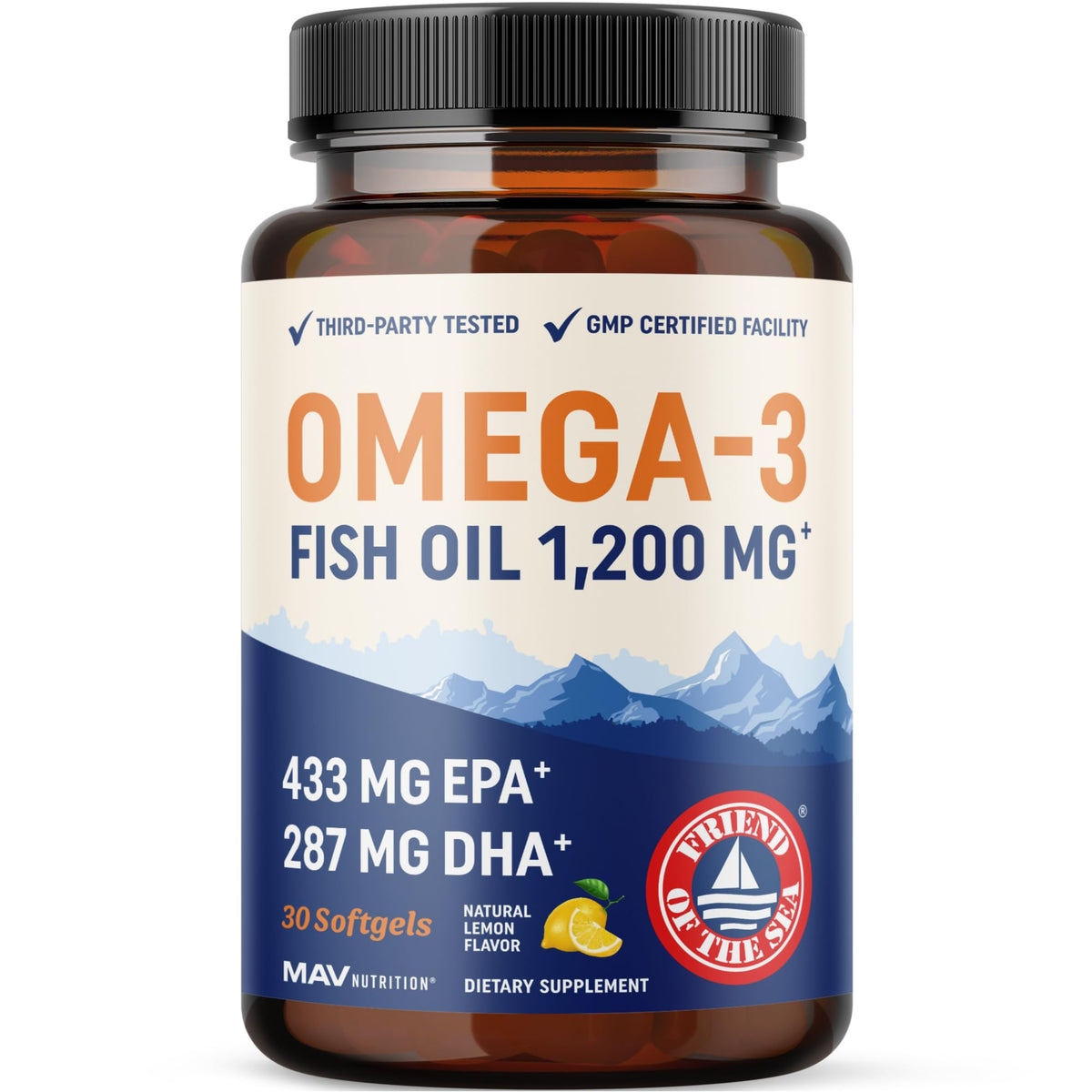 MAV NUTRITION Omega-3 Triple Force – bouteille pratique pour un apport quotidien en oméga-3.