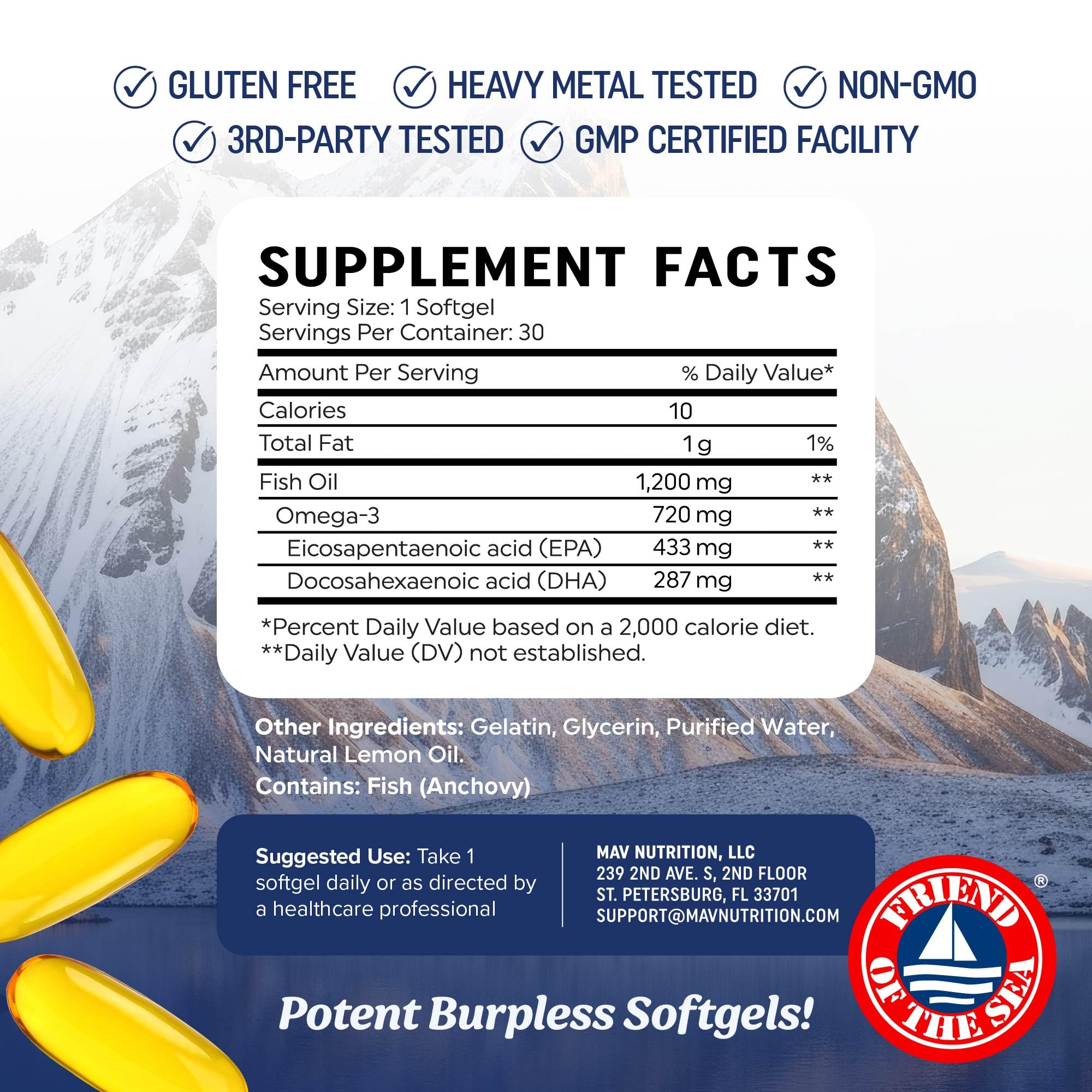 MAV NUTRITION Poisson sauvage certifié – origine durable et respectueuse de l’environnement.