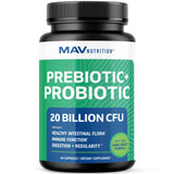 MAV NUTRITION Preprobiotiques-bouteille : flacon visible, soutien potentiel à l'équilibre intestinal.