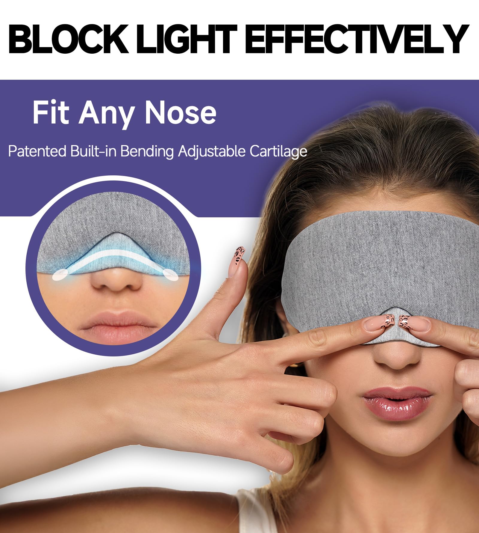 Masque yeux Mavogel, ajustement nez, meilleure isolation lumineuse lors de déplacements.