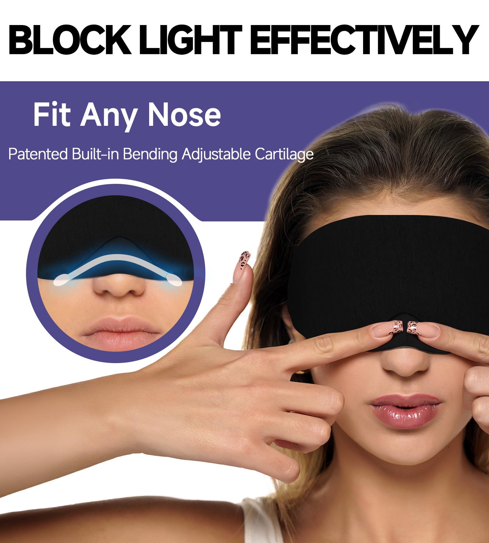 Masque yeux coton Mavogel au design ergonomique pour ajustement précis et confort nocturne.